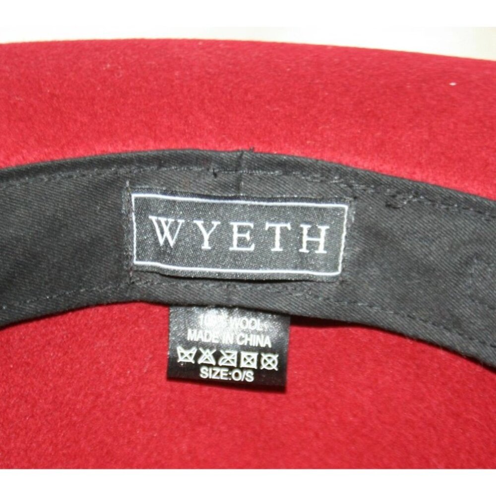 Wyeth Womens Red Wool Felt OS Hat Rancher Fedora Western Boho Cowgirl Chic - Picture 5 of 7